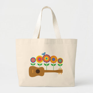Bolsa Tote Grande Flores do Ukulele