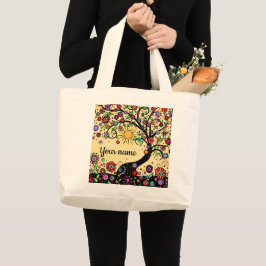 Bolsa Tote Grande Flores e Árvores Whimsical