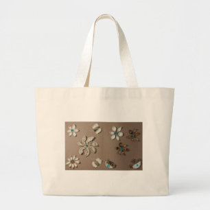 Bolsa Tote Grande Flores e borboletas