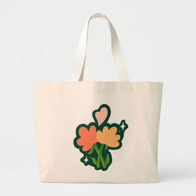 Bolsa Tote Grande Flores e coelho (Frente)