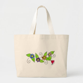 Bolsa Tote Grande Flores e um coração