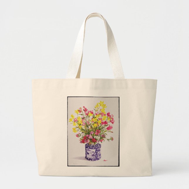 Bolsa Tote Grande Flores em um frasco chinês (Frente)