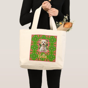 Bolsa Tote Grande Flores Retro Cor-de-rosa Azul Cor-de-laranja Cor-d