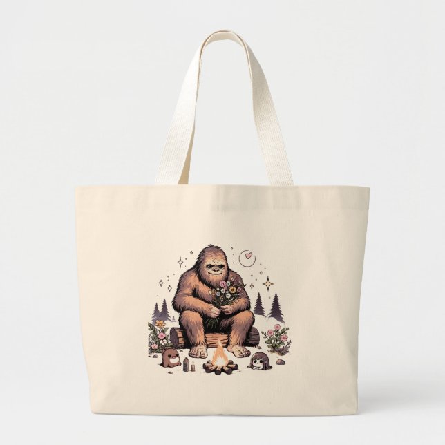 Bolsa Tote Grande Flores Sasquatch Holding (Frente)