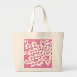 Bolsa Tote Grande Flores White Fantasy Pink