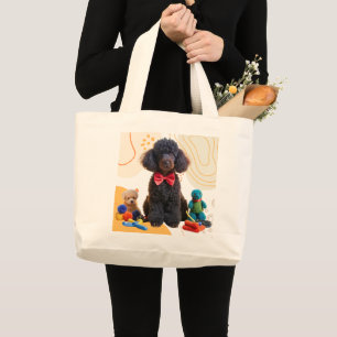 Bolsa Tote Grande Fofinho Black Poodle Chenille Tote Bag