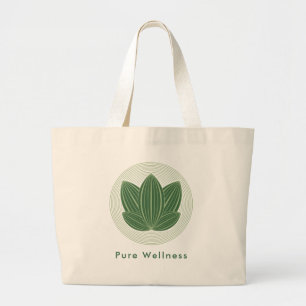 Bolsa Tote Grande Folha de Lótus Verde Elegante Eco Bem-Estar