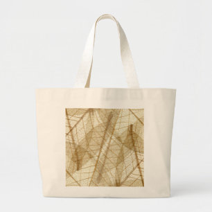 Bolsa Tote Grande Folhas bege de creme completas do laço