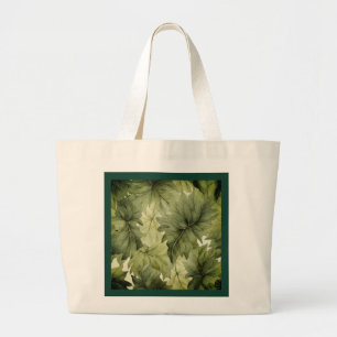 Bolsa Tote Grande Folhas de água-forte botânicas verdes