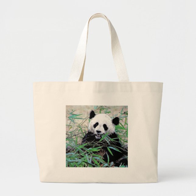 Bolsa Tote Grande Folhas de Comida de Panda (Frente)