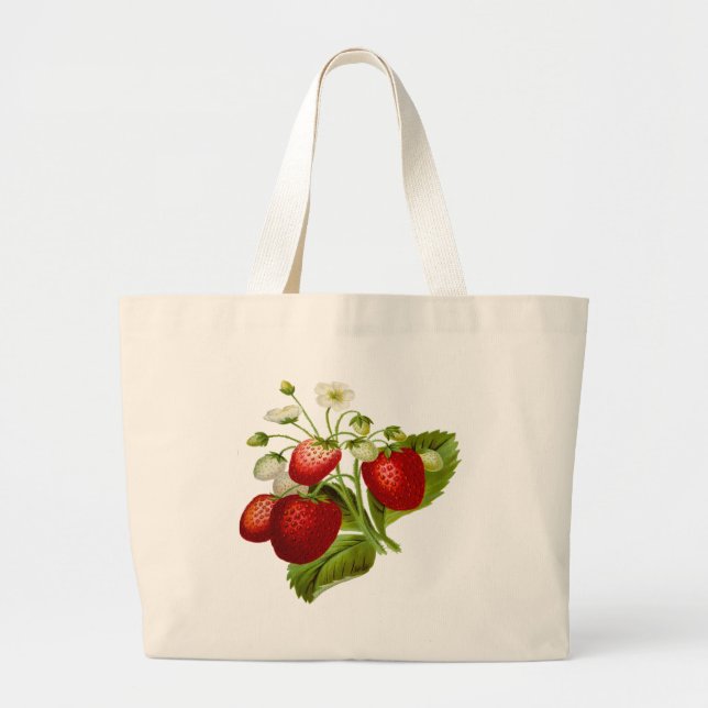 Bolsa Tote Grande Folhas de folhas de fruta de comida (Frente)