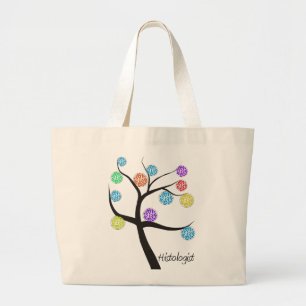 Bolsa Tote Grande Folhas microscópicas da pilha do design da árvor