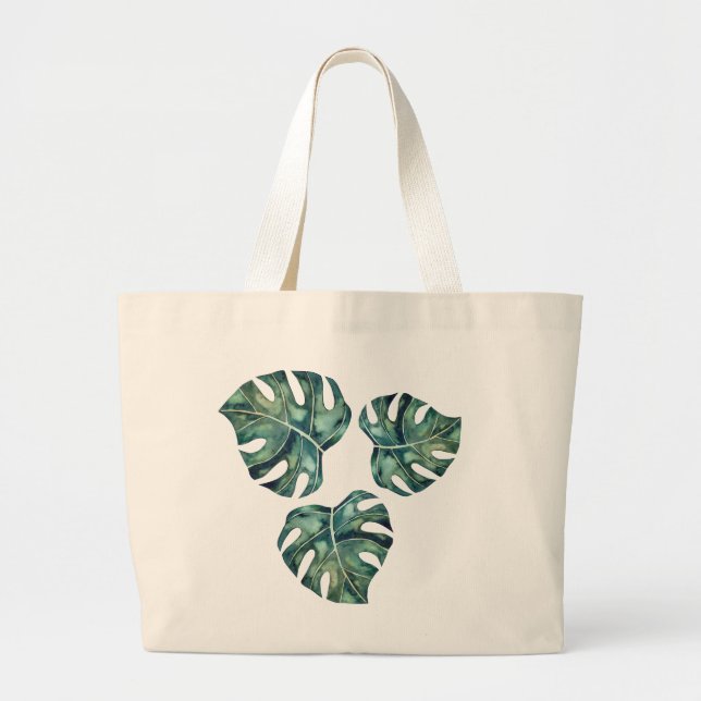 Bolsa Tote Grande Folhas tropicais natureza verão elegante moderno (Frente)