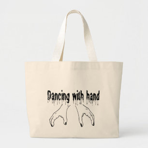 Bolsa Tote Grande Fonte Gothic Drip "Dançando com Mão" Tema de Terro