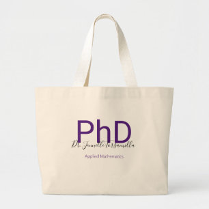 Bolsa Tote Grande Formando Purple Degree Name PhD