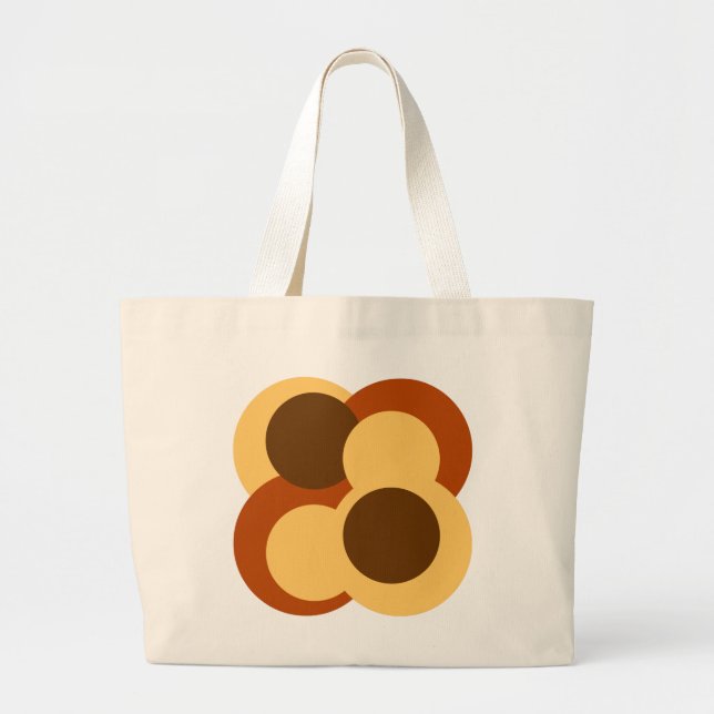 Bolsa Tote Grande Formas circulares geométricas de Abstrato 70s (Frente)