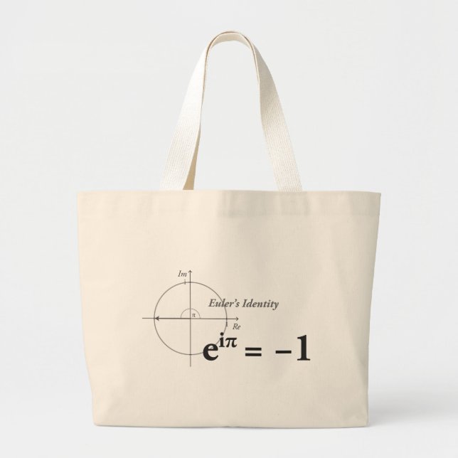 Bolsa Tote Grande Fórmula da matemática da identidade de Euler (Frente)