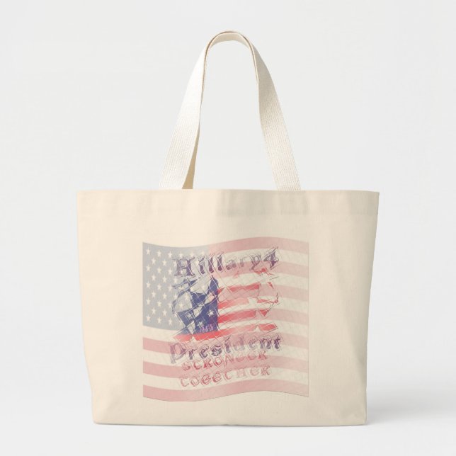 Bolsa Tote Grande Fortalecimento juntos EUA Hillary 4 Presidente ame (Frente)