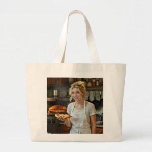 Bolsa Tote Grande Foto de Comer Pizza Personalizar