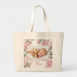 Bolsa Tote Grande Foto Floral Mãe Rosa