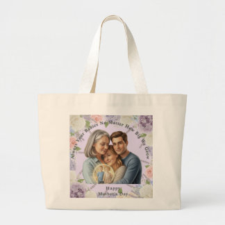 Bolsa Tote Grande Foto personalizada do dia das mães Sempre seus beb