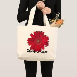 Bolsa Tote Grande Fotografia aproximada de Gerbera Vermelha Reutiliz