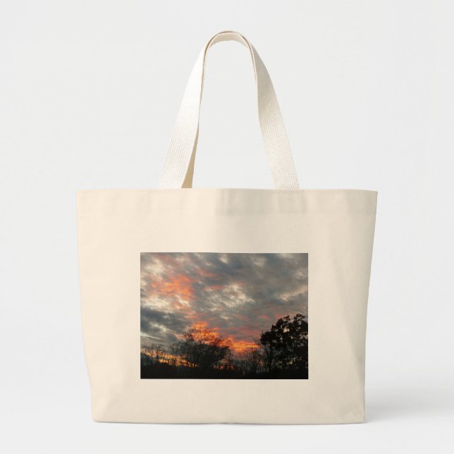 Bolsa Tote Grande Fotografia da paisagem solar do inverno (Frente)