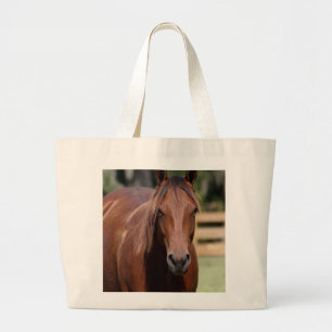 Bolsa Tote Grande Fotografia de Chestnut Horse no saco