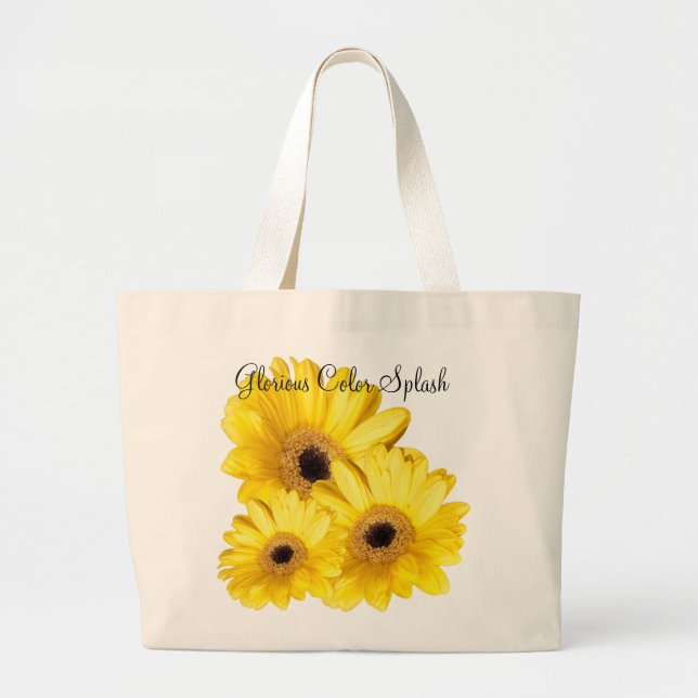 Bolsa Tote Grande Fotografia de Fechamento de Gerber Amarelo (Frente)