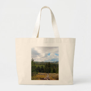Bolsa Tote Grande fotografia de montanha amarela verde