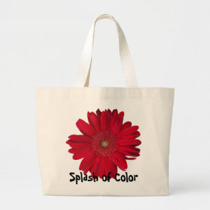 Bolsa Tote Grande Fotografia vermelha do Fim-Acima da margarida de