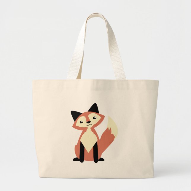 Bolsa Tote Grande Fox bonito da Cabeça-inclinação (Frente)