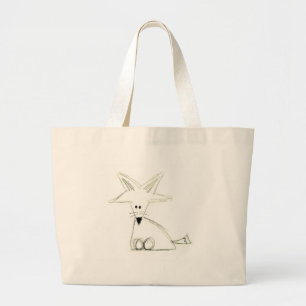 Bolsa Tote Grande fox doodle black white gray simple kids drawing