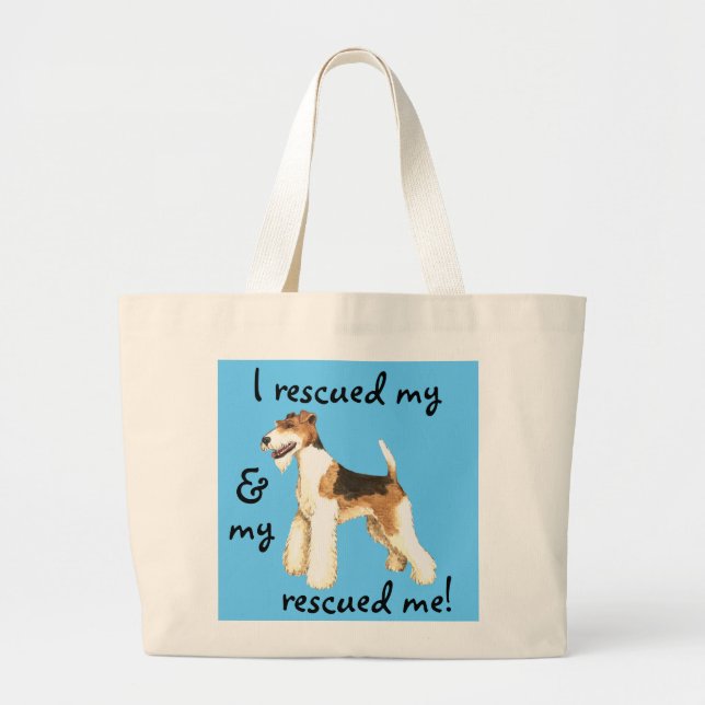 Bolsa Tote Grande Fox Terrier do fio do salvamento (Frente)
