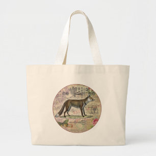 Bolsa Tote Grande Fox Wildlife Vintage Animal Illustration