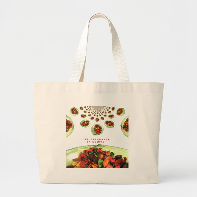 Bolsa Tote Grande Fragrância de vida em potpourri colorido (Frente)