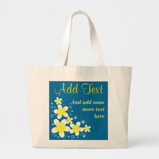 Bolsa Tote Grande Frangipani Plumeria Floral Azul Grande Sacos De To