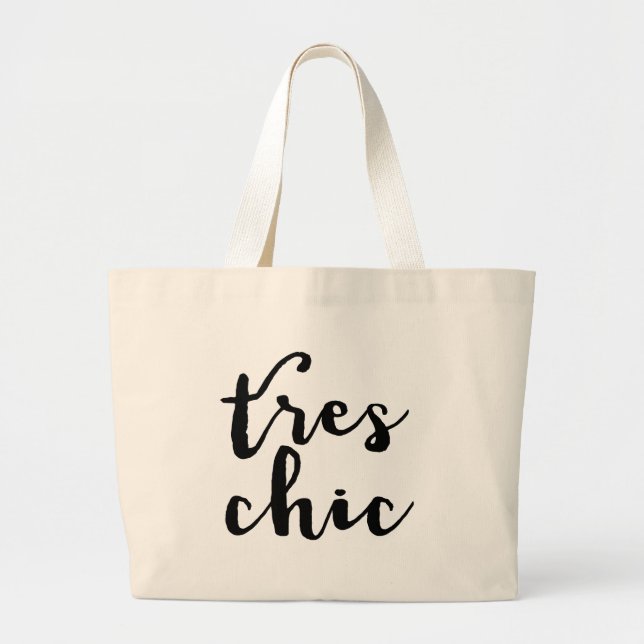 Bolsa Tote Grande Frase francesa chique de Tres (Frente)