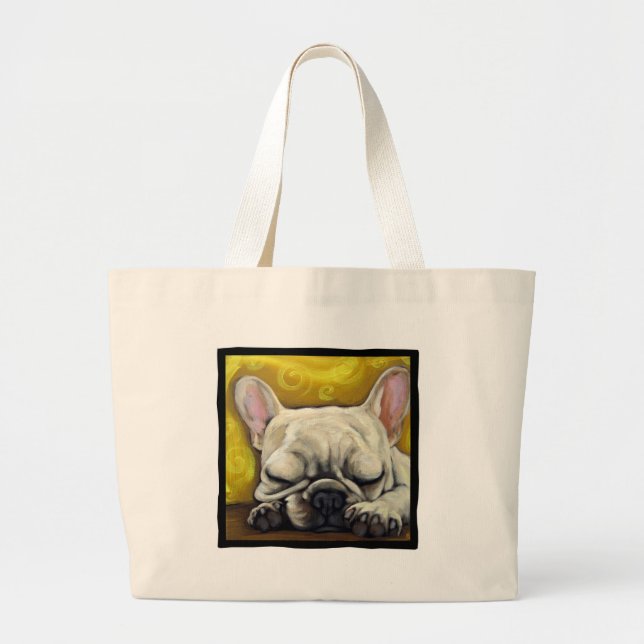 Bolsa Tote Grande Frenchie sonolento (Frente)