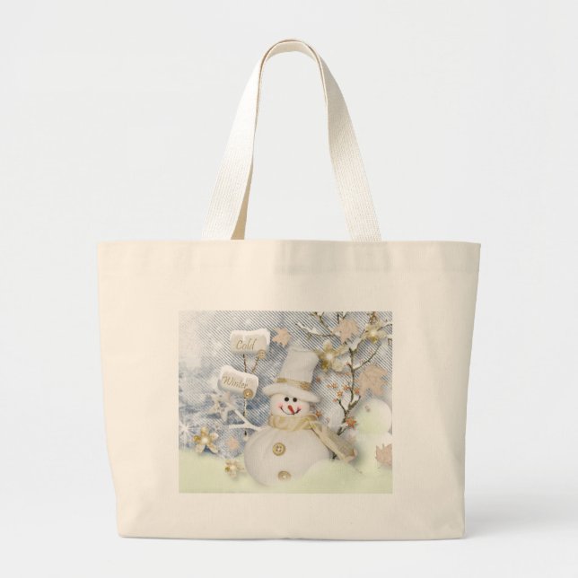 Bolsa Tote Grande Frio Winter Snowman (Frente)
