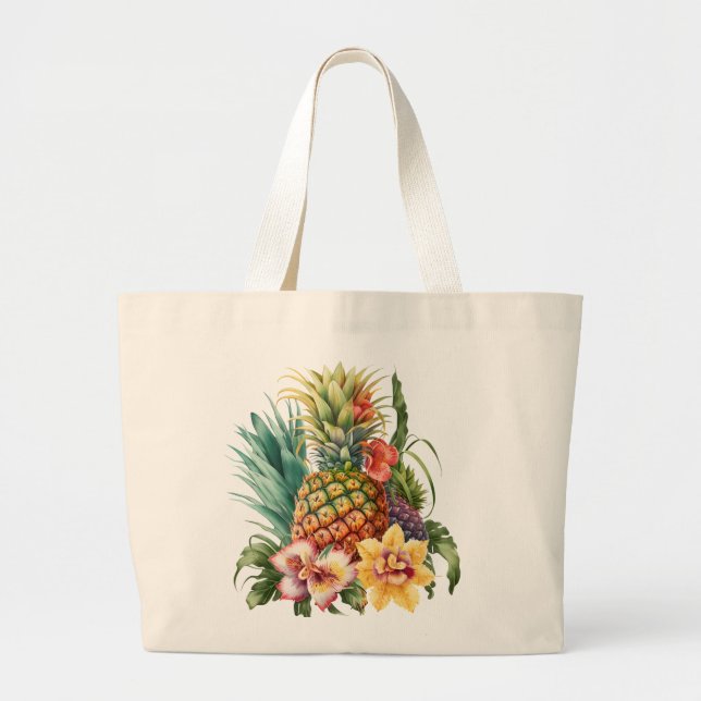Bolsa Tote Grande Fruta de Abacaxi Tropical (Frente)