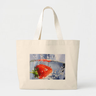 Bolsa Tote Grande Fruta de morango em fotografia d'água linda