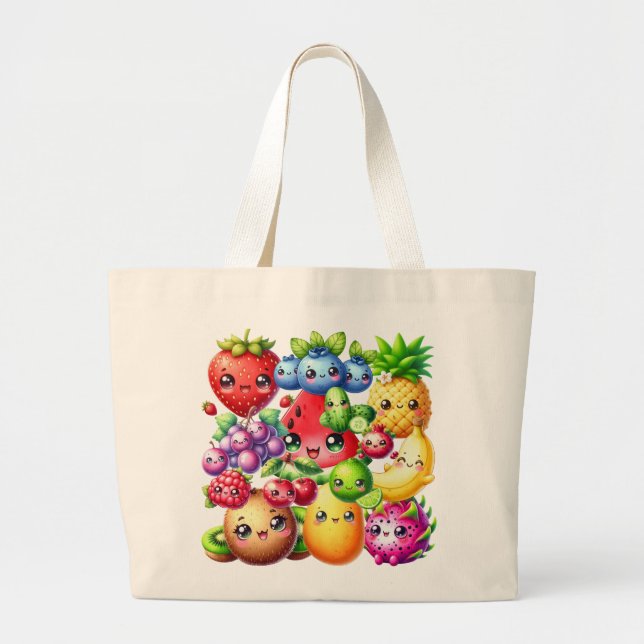 Bolsa Tote Grande Fruta feliz (Frente)