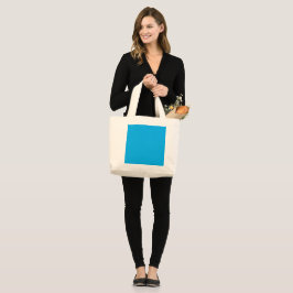 Bolsa Tote Grande Fundo Azul Ciano Sólido | Estilo Minimalista de Ve