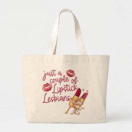 Bolsa Tote Grande Funny Lipstick Lesbian Couple Valentine's Gift