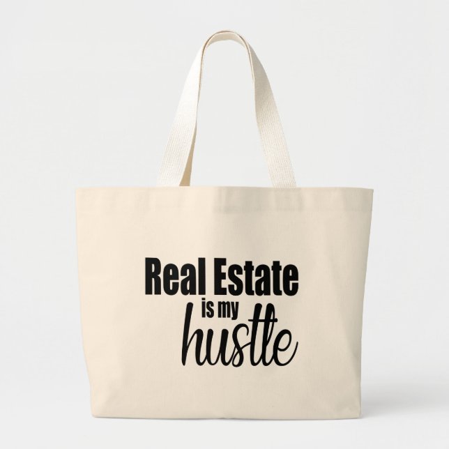 Bolsa Tote Grande Funny Realtor Real Estate Agent Broker Hustle (Frente)
