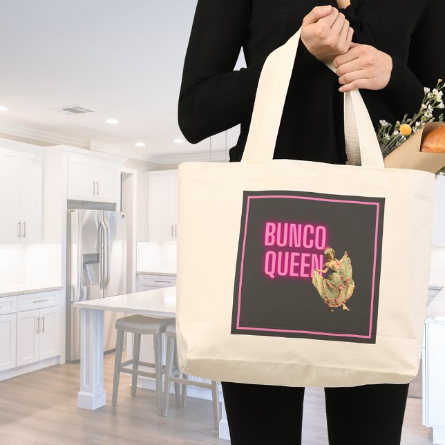 Bolsa Tote Grande Funny Vintage Bunco Queen (Criador carregado)