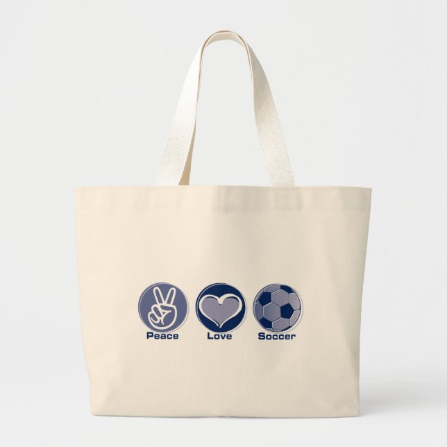 Bolsa Tote Grande Futebol do amor da paz (Frente)