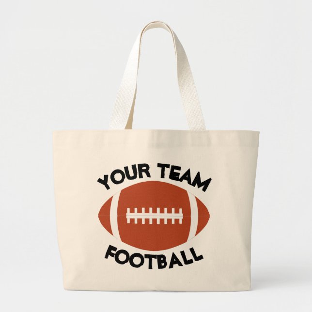 Bolsa Tote Grande Futebol Fan Personalizado Equipe Name ou Text Spor (Frente)