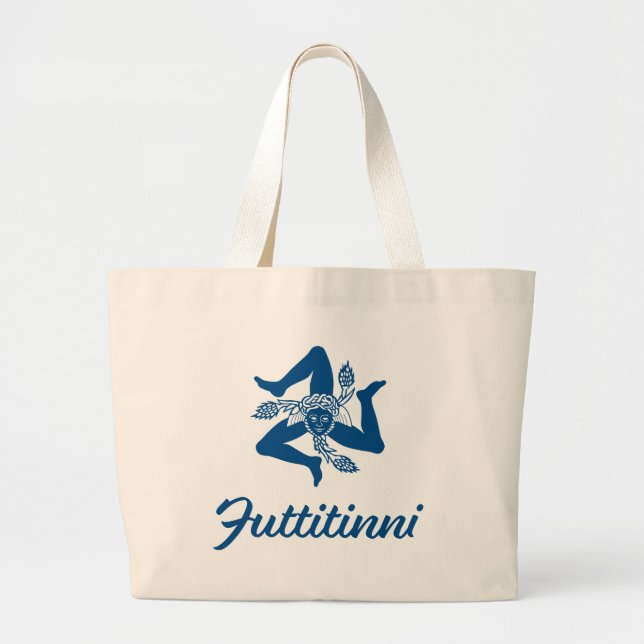 Bolsa Tote Grande Futtitinni Sicily Trinacria Personalizada (Frente)